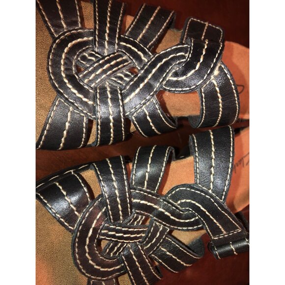 Clarks Womens Black Leather Strappy Slide Sandals With Stitch Detailing Size 7.5 - Picture 10 of 16